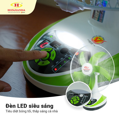 Quạt Sạc Tích Điện Honjianda HJD-FL316 loại 2 bình - Hàng Chính Hãng
