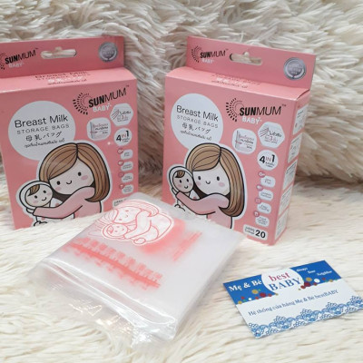 Hộp 50 túi trữ sữa Sunmum chính hãng Thái Lan (250ml) có 3 khóa kéo