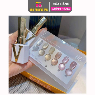 Set Sơn Mắt Mèo Ánh Trăng Pha Lê Siêu Cấp Siêu Sáng 6 màu VENDEENI 15ml Cao Cấp, Tặng Kèm Bảng Màu Hãng Nữ Women