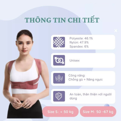 Đai Chống Gù Lưng Thế Hệ Mới Chống Mỏi Vai Gáy - Đai Định Hình Lưng Khi Tập Hàng Cao Cấp chính hãng
