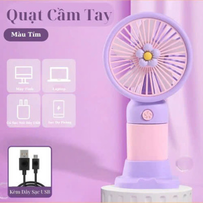 Quạt Mini Để Bàn, Quạt Tích Điện Sạc USB - Quạt Cầm Tay Tốc Độ, Điều Chỉnh Hướng Gió Xoay 360 Độ, Kiểu Dáng Sang Trọng , Không Gây Ồn, Pin Sạc - Giao Màu Ngẫu Nhiên - Hàng Nhập Khẩu