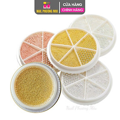 Set Bi Tròn Vàng Bạc Mix Size Kim Loại Không Gỉ Bi Siêu Bé 0.4mm ANGELICA Trang Trí Móng, Phụ Kiện Làm Nail Cao Cấp Sáng Bóng, Dễ Sử Dụng