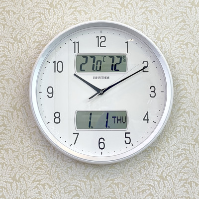 Đồng hồ treo tường Nhật Bản Rhythm CFG728NR03. Kt 35.0 x 5.0cm, 1.02kg. Vỏ nhựa. Dùng Pin.