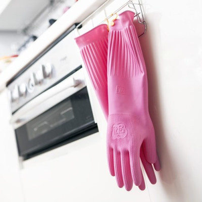 Hàng Tặng Không Bán-2 Đôi Găng Tay cao Su Tự Nhiên Hàn Quốc Có Móc 31cm 