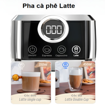 Máy pha cà phê Espresso bán tự động 3 trong 1 Thương hiệu HiBREW H13A Mỹ Với Công suất 1350W, Áp suất 20 bar - Bảo hành 12 tháng, Hàng Nhập Khẩu