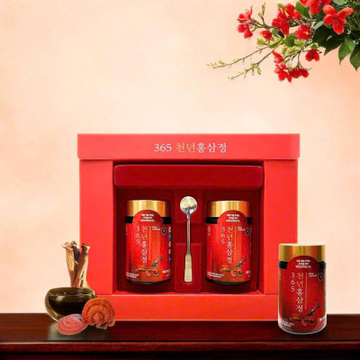 CAO HỒNG SÂM NHUNG HƯƠU LINH CHI 365 HÀN QUỐC HỘP 2 LỌ x 250gr