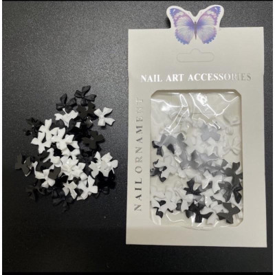 Charm Nơ Nhựa Mix Màu Đen Trắng Gắn Nail 3D Nghệ Thuật, Set Nơ 50 Chiếc Trang Trí Móng Dùng Làm Nail Nữ - Nail Phương Miu Women Sơn Gel