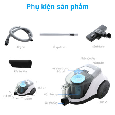 HÀNG NHẬP KHẨU - Máy hút bụi không túi Philips XB2023/81, Serial 2000, công suất 1500W