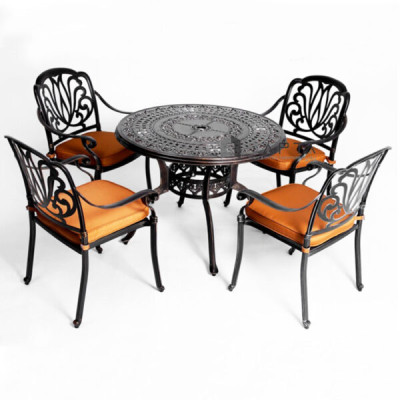 Ghế Cafe sân vườn nhôm đúc màu đồng CC2017-A Nội thất Capta Ghế ngoài trời có tay tựa thân ghế hình bông sen 