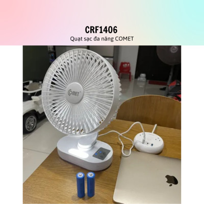 Quạt Sạc Tích Điện Comet Cho Xe Hơi, Văn Phòng CRF1406 - Hàng Chính Hãng - Bảo Hành 12 Tháng