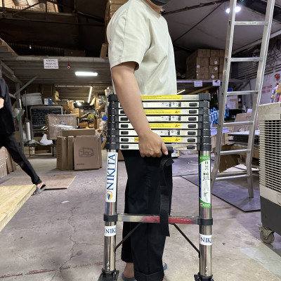 Thang Nikita  inox rút đơn 3,2 m tiện cất gọn, di chuyển, chống trượt an toàn, tải trọng đến 150kg