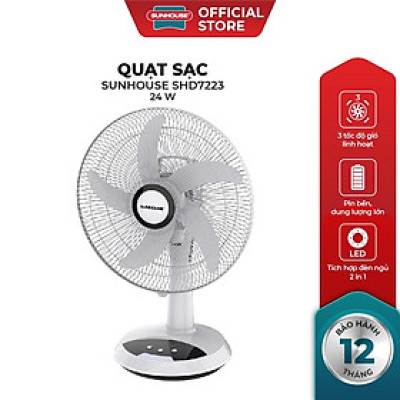 Quạt sạc SUNHOUSE SHD7223 - Hàng chính hãng