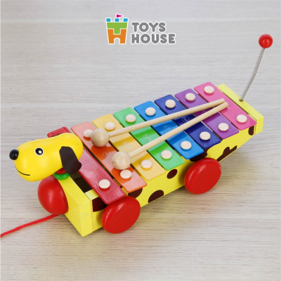 Đàn xylophone 8 phím kết hợp xe kéo hình cún tăng khả năng cảm thụ âm nhạc của trẻ Toyshouse 1152