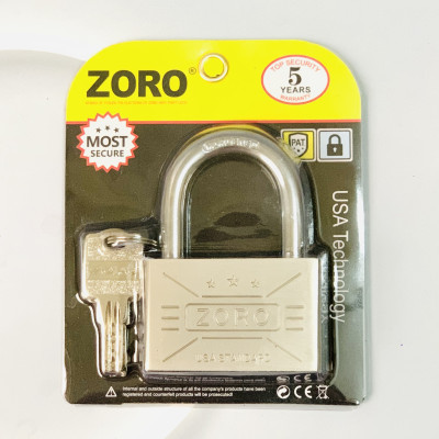 Ổ khóa ZORO size đại 7 phân chìa muỗng càng ngắn thép hardened, khóa bấm công nghệ mỹ