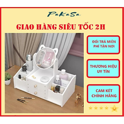 Kệ , Tủ Mỹ Phẩm Trang Điểm Để Bàn Có Gương Nhiều Ngăn - Hàng Chính Hãng 