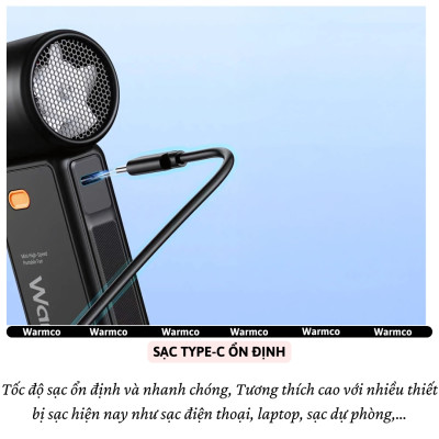 Quạt cầm tay turbo mini siêu mát Pin trâu 5000 mAh, nhỏ gọn linh hoạt hiệu Hotcase WARMCO - 100 chế độ gió, dùng liên tục 18h (tùy mức gió), thiết kế đẹp, bền - hàng nhập khẩu