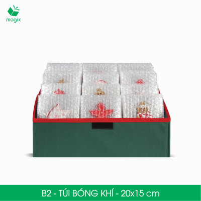 B2 - 20x15 cm - 25 Túi bóng khí chống sốc đóng hàng - Túi gói hàng, bọc chống sốc, xốp chống sốc