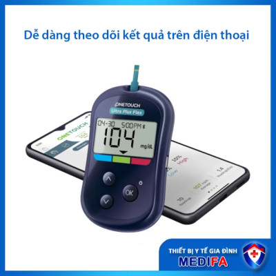 Máy Đo Đường Huyết OneTouch Ultra Plus Flex Kèm 25 Que Thử và Hộp 25 Kim Lấy Máu