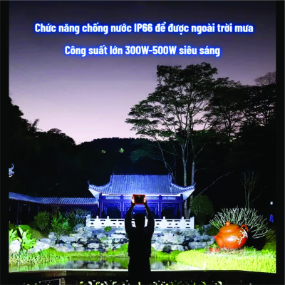 Đèn LED Năng Lượng Mặt Trời Cầm Tay  500W, Đa Năng, Chống Nước, Đổi Màu