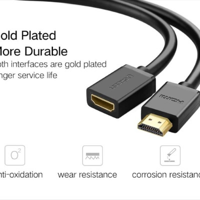 Ugreen 10146 5M màu Đen Cáp tín hiệu HDMI nối dài hỗ trợ 4K x 2K Ugreen HD107 - Hàng Chính Hãng