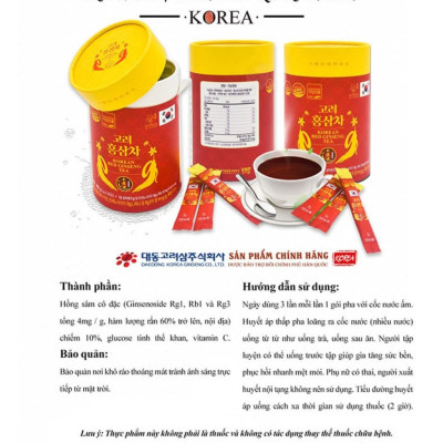 Trà Hồng Sâm Hàn Quốc Daedong 4mg/g (Hộp 3g*30 gói)