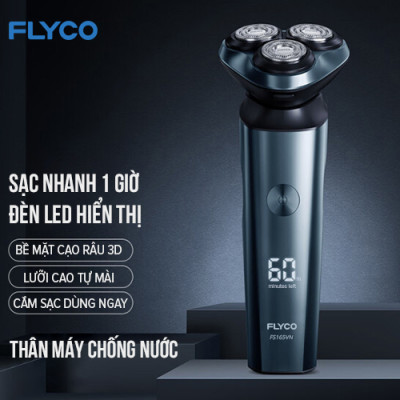 Máy Cạo Râu Flyco 3 Lưỡi Kép FS165VN Thân Máy Kháng Nước Sạc Nhanh 1 Giờ - Hàng Chính Hãng