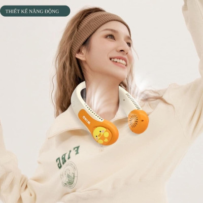 Quạt Đeo Cổ, Quạt Mini Đeo Cổ Hình Thú, Quạt Tích Điện 3 Cấp Độ Gió Siêu Mát, Giao Mẫu Ngẫu Nhiên - Hàng Chính Hãng