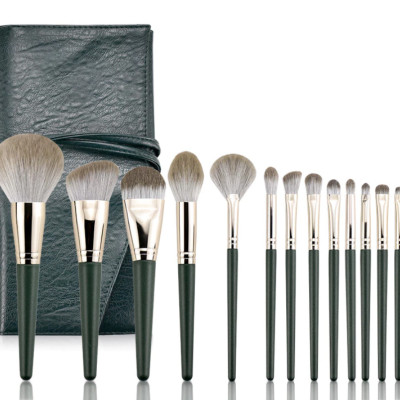 Cọ trang điểm bao da cán gỗ cao cấp