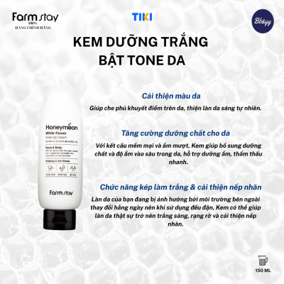 Kem Dưỡng Trắng Bật Tone Da _ Honeymoon White Flower Tone-Up Cream