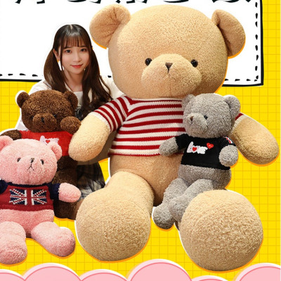 Gấu bông teddy lông xù mặc áo len đáng yêu - Size từ 60cm đến 1m1 - Quà tặng teddy lông xù mỳ nhồi bông siêu to khổng lồ.