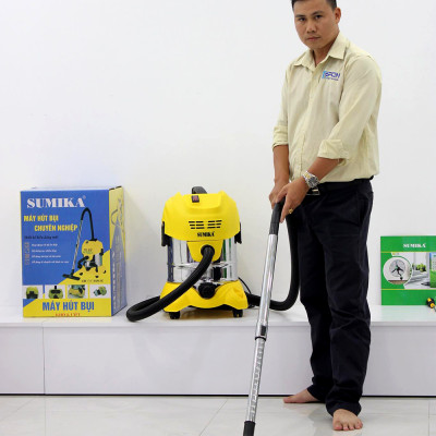 Máy hút bụi công nghiệp dạng nhỏ Sumika K20, Màu Vàng, 20L, 1600W, Có thể hút nước, Motor Ametek của Mỹ, Tầng lọc HEPA, Dây điện dài 10m, Thùng chứa Thép không gỉ - Hàng Chính Hãng