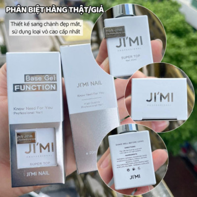 Bộ Base Top Cứng Móng JIMI 20ml (OUBOLI Cao Cấp) Base Lỏng Siêu Liên Kết, Top Cường Lực Làm Nail Siêu Bóng, Chống Xước
