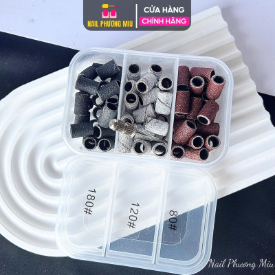 Hộp 60 Đầu Mài Móng Nhám Mịn, Giấy Nhám Chất Lượng Cao, Mài Nhanh, Không Gây Tiếng Ồn, Làm Nail Tiện Lợi Nail Phương Miu
