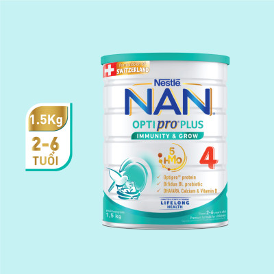 Bộ 3 Lon Sữa bột Nestlé NAN OPTIPRO PLUS 4 1500g/lon Giúp tiêu hóa tốt + Tăng cường đề kháng (2 - 6 tuổi) - Tặng Nồi lẩu điện A2