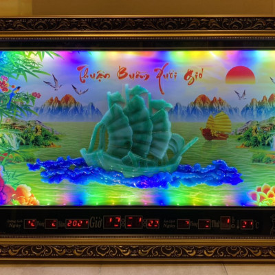 Tranh đồng hồ treo tường thuận buồm xuôi gió - D416