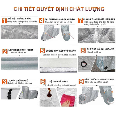 Bạt Phủ Áo Trùm Xe Máy Vải Dù Che Mưa Nắng Thời Tiết Khắc Nghiệt Loại Lớn Cho Dòng Xe Tay Ga - Xe Số Thông Dụng
