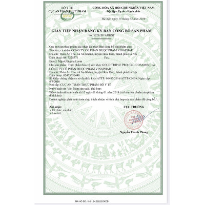 ￼Viên Xương Khớp GOLD TRIPLE PRO Vinaphar - Lọ 60 Viên - Giảm Các Triệu Chứng Thoái Hóa khớp, Viêm KHớp