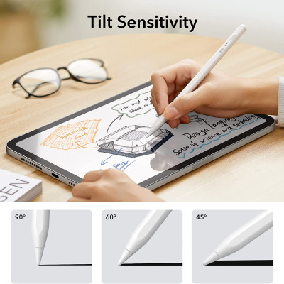 Bút cảm ứng ESR cho iPad có độ nhạy nghiêng, Bút cảm ứng iPad cho iPad 10/9/8/7/6, iPad Pro 11, iPad Pro 12.9, iPad Mini 6/5 và iPad Air 5/4/3, Palm Rejection , Đính kèm nam châm - Hàng Chính Hãng