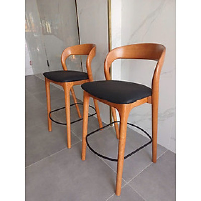 Ghế quầy đảo bếp gỗ cao 65 cm CB NEVA-65W Nội thất Capta Ghế ngồi bàn đảo bếp gỗ ash cao cấp nệm đen có lưng tựa tại hcm
