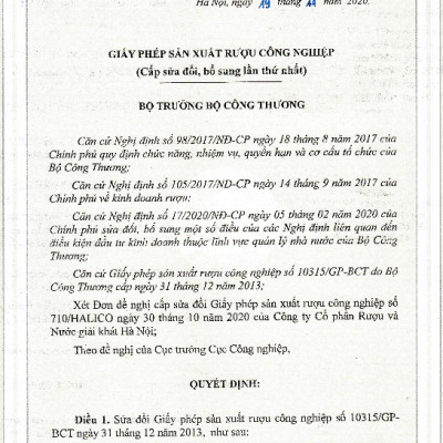 Rượu Nếp Mới HALICO nồng độ 30% HALICO chai 250ml không kèm hộp