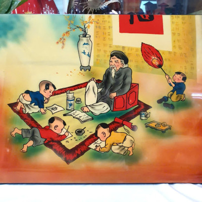 Tranh sơn mài - THẦY ĐỒ - Size 30x40 cm - Hình ảnh truyền thống – Hồn Việt xưa qua nét sơn mài thủ công