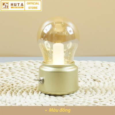 Đèn Ngủ Mini HUTA MN1 Sạc Pin Tích Điện Sáng 25h Cute Dễ Thương, Decor Trang Trí Quán Cà Phê, Nhà Hàng, Để Bàn, Bóng Led Sáng Vàng Tiết Kiệm Điện
