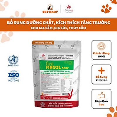 [1KG] FIVE-MASOL FORTE - Kích thích tăng trưởng, cải thiện tiêu hóa giúp vật nuôi hấp thu thức ăn tốt