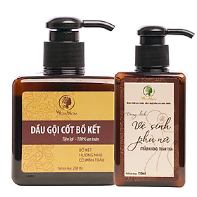Bộ tắm gội thơm tho cửa mình Wonmom ( 1 Dầu gội cốt bồ kết + 1 Dung dịch vệ sinh )