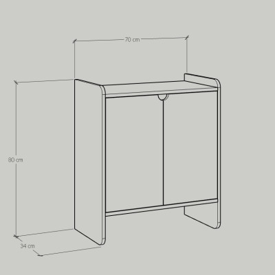 [Happy Home Furniture] CIRCLE, Tủ giày 2 cửa mở, 70cm x 34cm x 80cm ( DxRxC), TCM_068