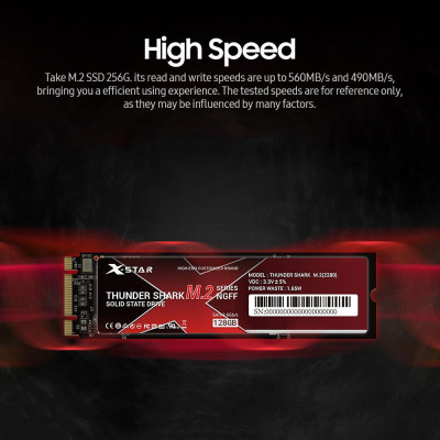 X-Star M.2 Solid State Drive Internal SSD Thunder Shark M.2 SSD M.2 2280/3D NAND Technology/High Transmitting Speed