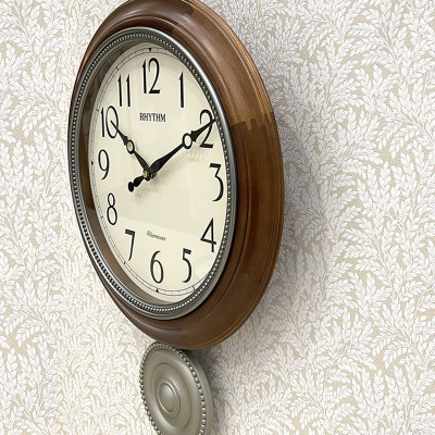 Đồng hồ treo tường Nhật Bản Rhythm CMJ549NR06 Kt 37.2 x 49.4 x 8.0cm, 1.4kg Vỏ gỗ. Dùng Pin