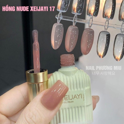Sơn Gel Màu Thạch Hồng Nude XEIJAYI Số 17 Đậm Mướt Lót Base Làm Nail Siêu Đẹp, Lên Móng Chuẩn Màu Có Chiều Sâu Tôn Da Cần Dùng Đèn Hơ
