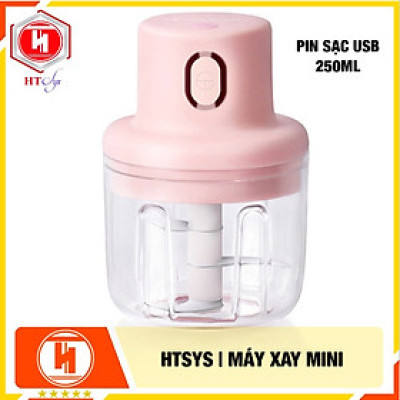 Máy Xay Mini HT SYS Sạc Điện Có Cổng Sạc USB, Nhỏ Gọn Tiện Ích Dễ Sử Dụng Xay Hành Tỏi Rau Củ Quả Thể Tích 250ML - Hàng Nhập Khẩu