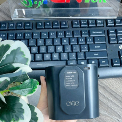 Quạt kẹp thắt lưng OVIE WF2 Yoobao tích điện 10000mAh kiêm Sạc Dự Phòng Đeo Thắt Lưng, Đeo Cổ có đèn hiển thị pin - Hàng chính hãng